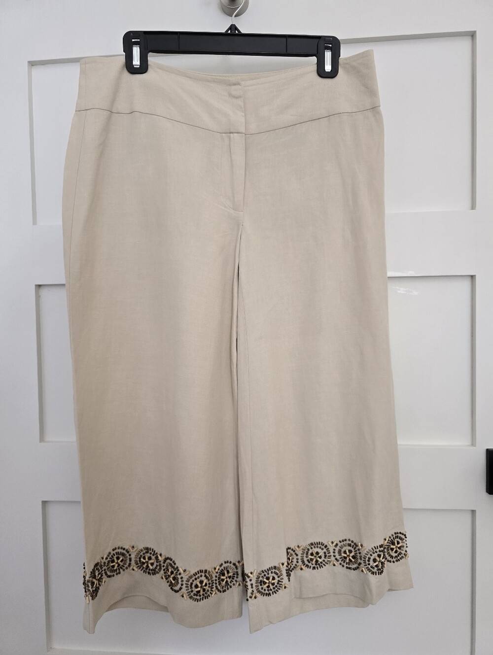 Karen Kane Silk-Linen Vintage NWT Sz 6 Gaucho Cropped wide leg trousers.